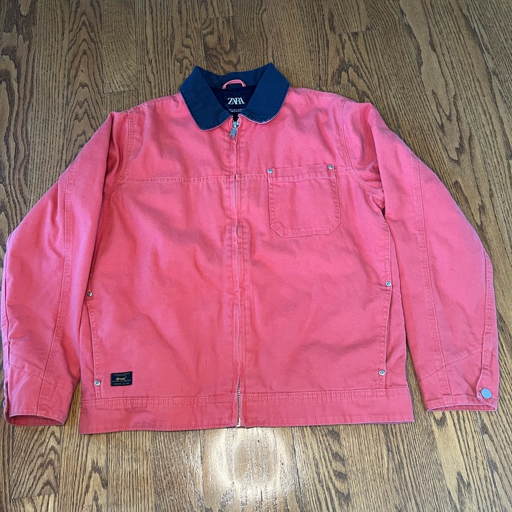 Zara Workwear Men’s contrast Collar Jacket Orange